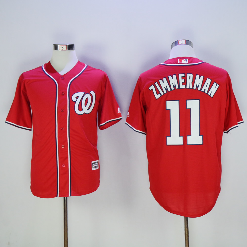 Men Washington Nationals #11 Zimmerman Red MLB Jerseys